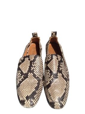 Tory Burch Snake-Print Loafers in Beige and Black